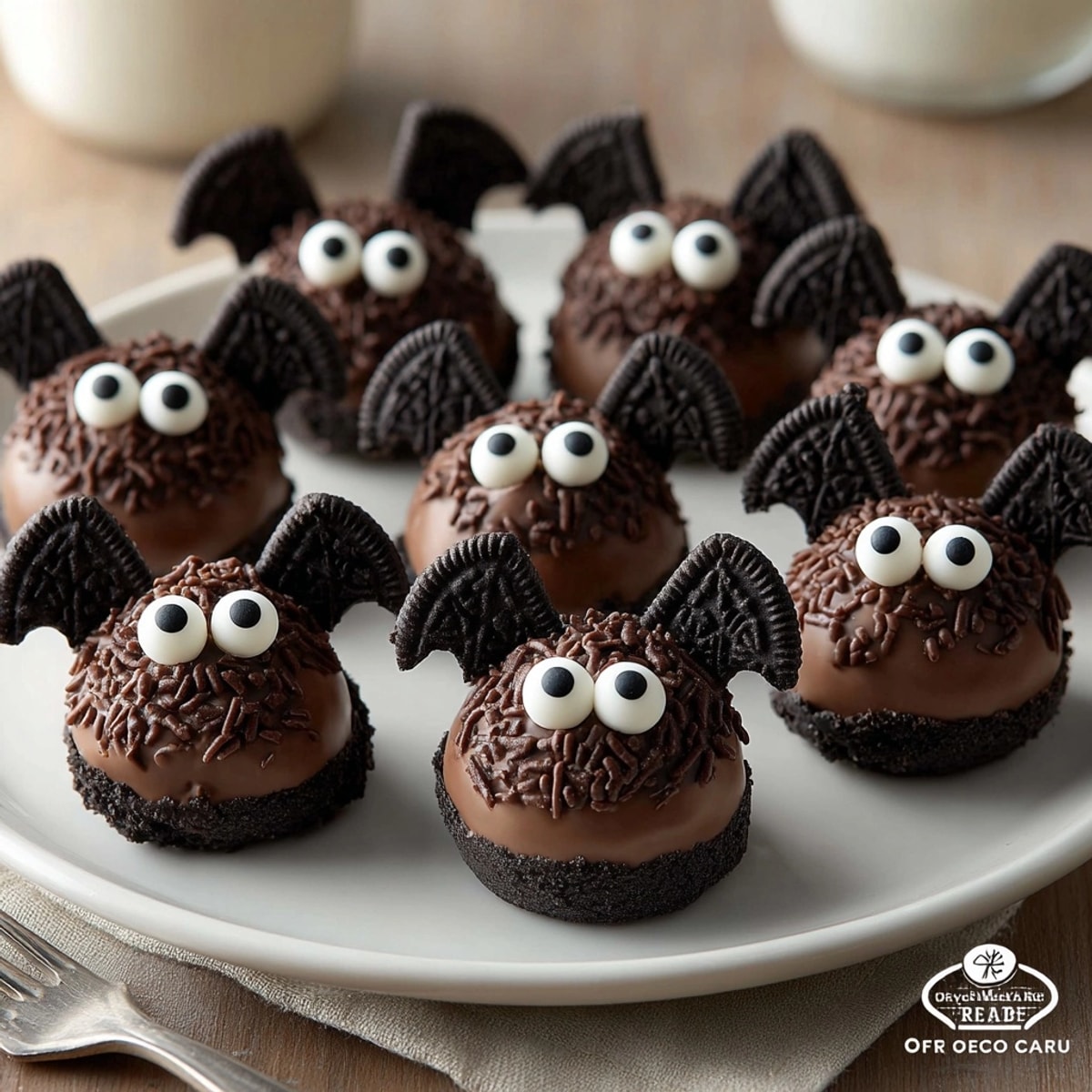 Easy-to-make Oreo &quot;Bat&quot; Truffles chilled to perfection, ready for a spooky treat.