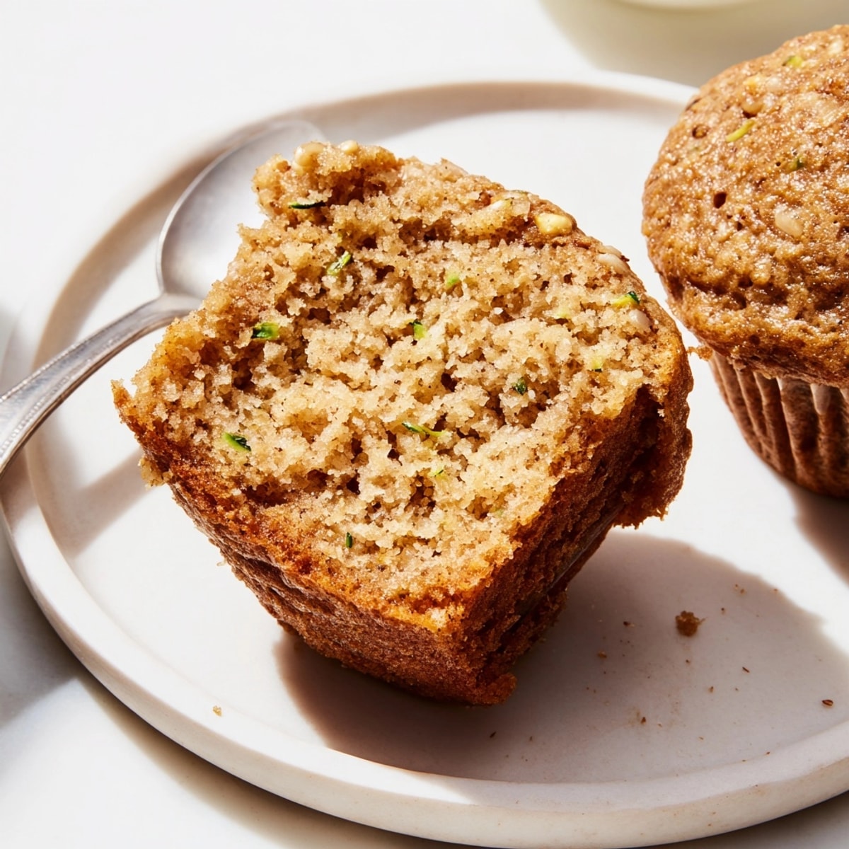 Enjoy freshly baked Protein Cinnamon Zucchini Muffins, a healthy snack bursting with cinnamon flavor.