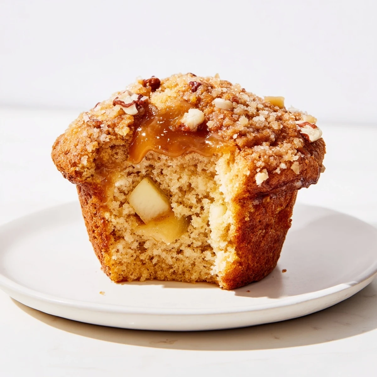 Deliciously warm Caramel Apple Chunk Muffins with gooey caramel and tender apple pieces.