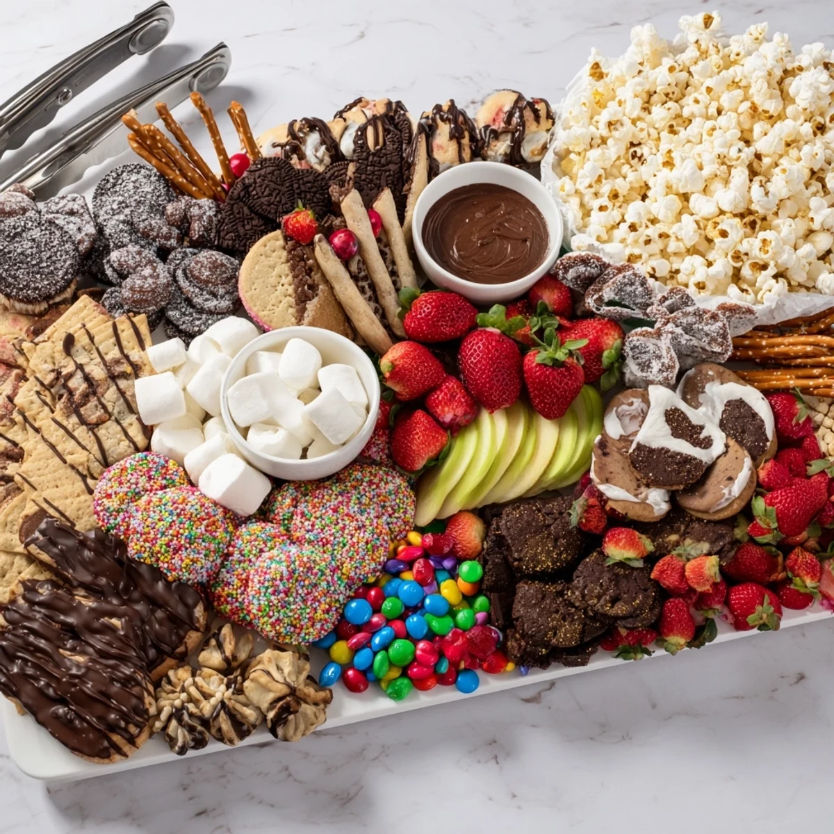 Delightful dessert boards with themed snacks featuring vibrant fruits and sweet treats.  