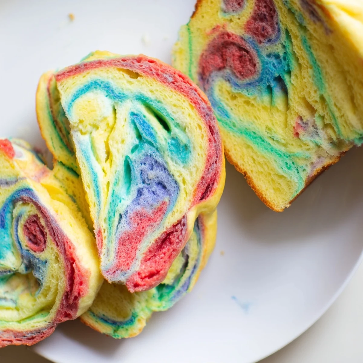 Delightful rainbow cloud bread served fresh, adding whimsy to your dessert table.