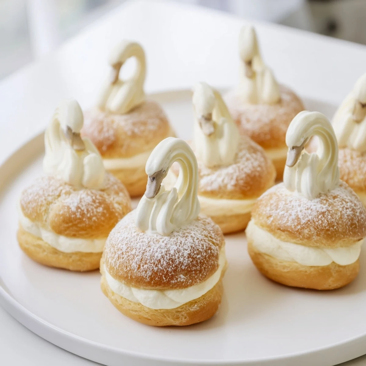 This photo depicts beautiful, glazed Elegant Swan Petit Fours, perfect for an afternoon tea party serving.