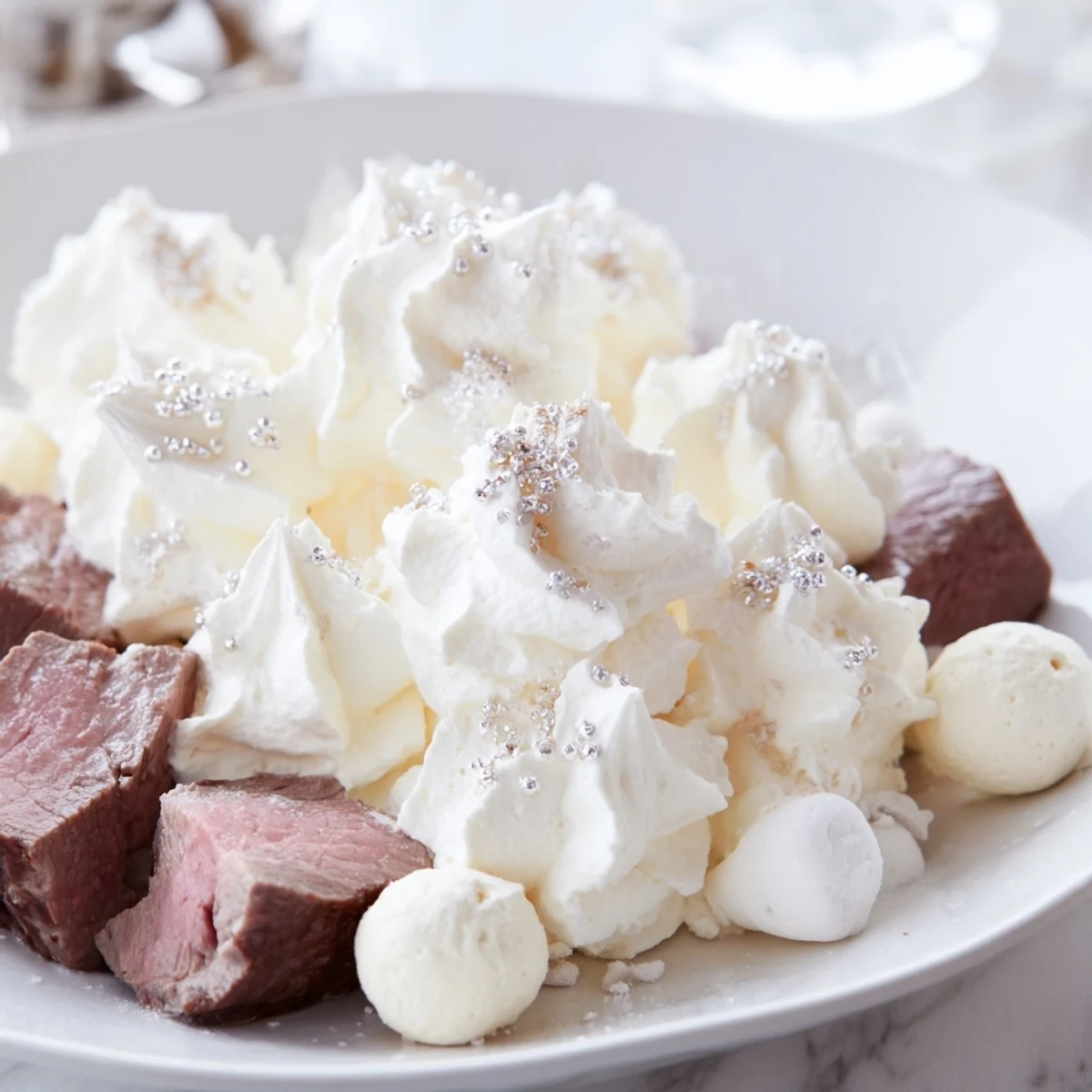 A visually stunning, whimsical photo: the Fluffy Clouds Lamb Baby Shower Board, brimming with treats!