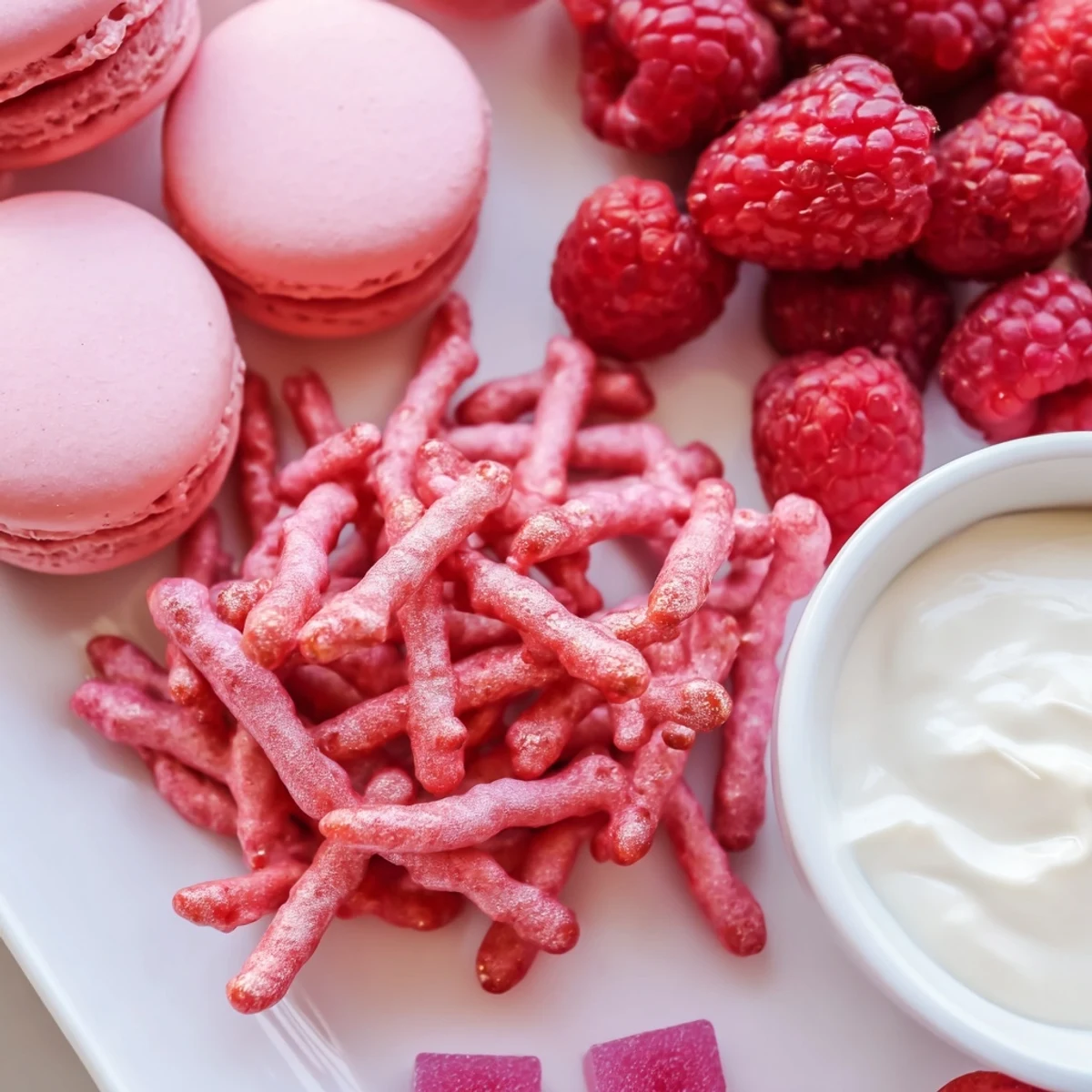 Delicious baby reveal snack board arrangement featuring colorful snacks perfect for celebrating the party.