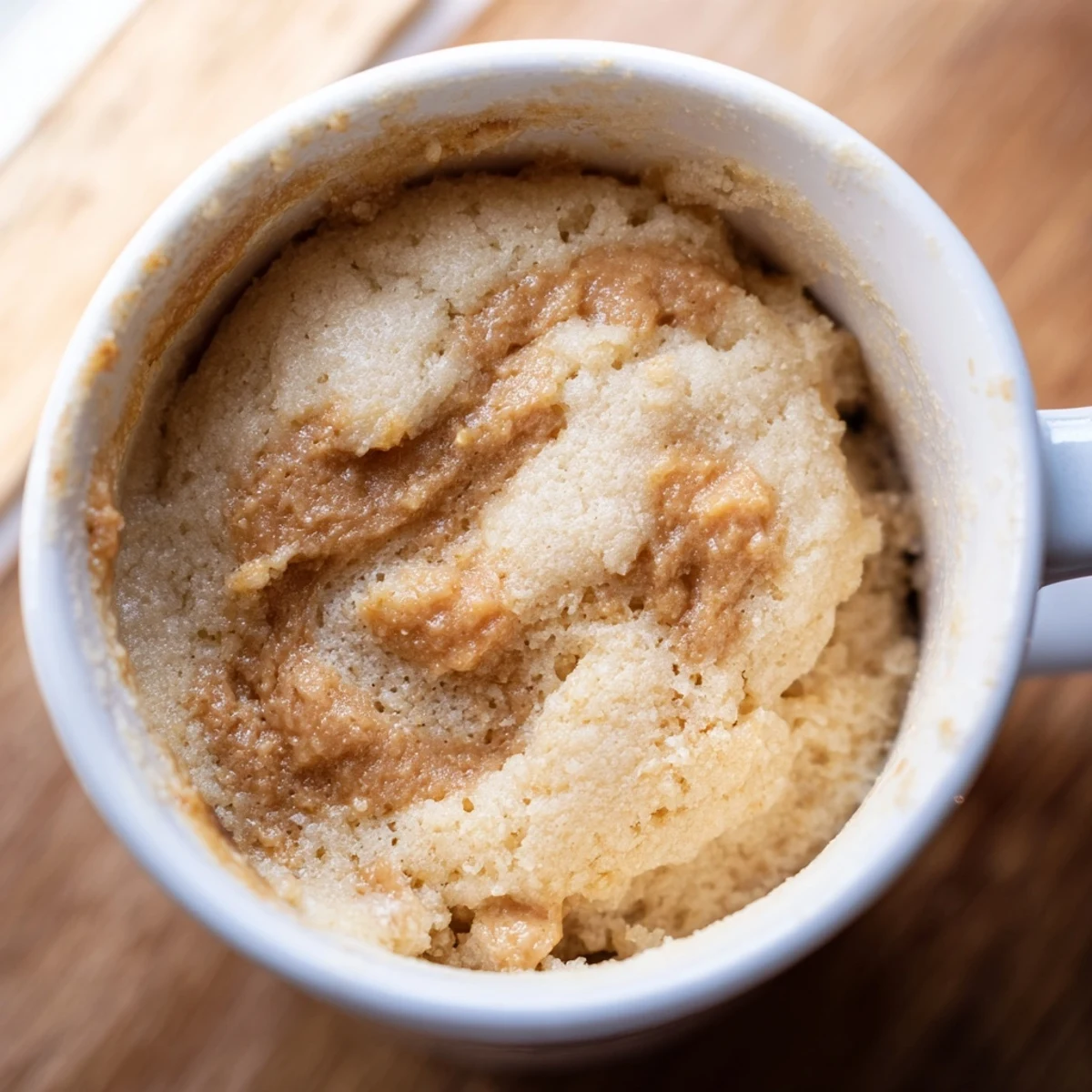 Fluffy 2-Minute Peanut Butter Mug Cake, warm and inviting, ready to be enjoyed straight from the mug.