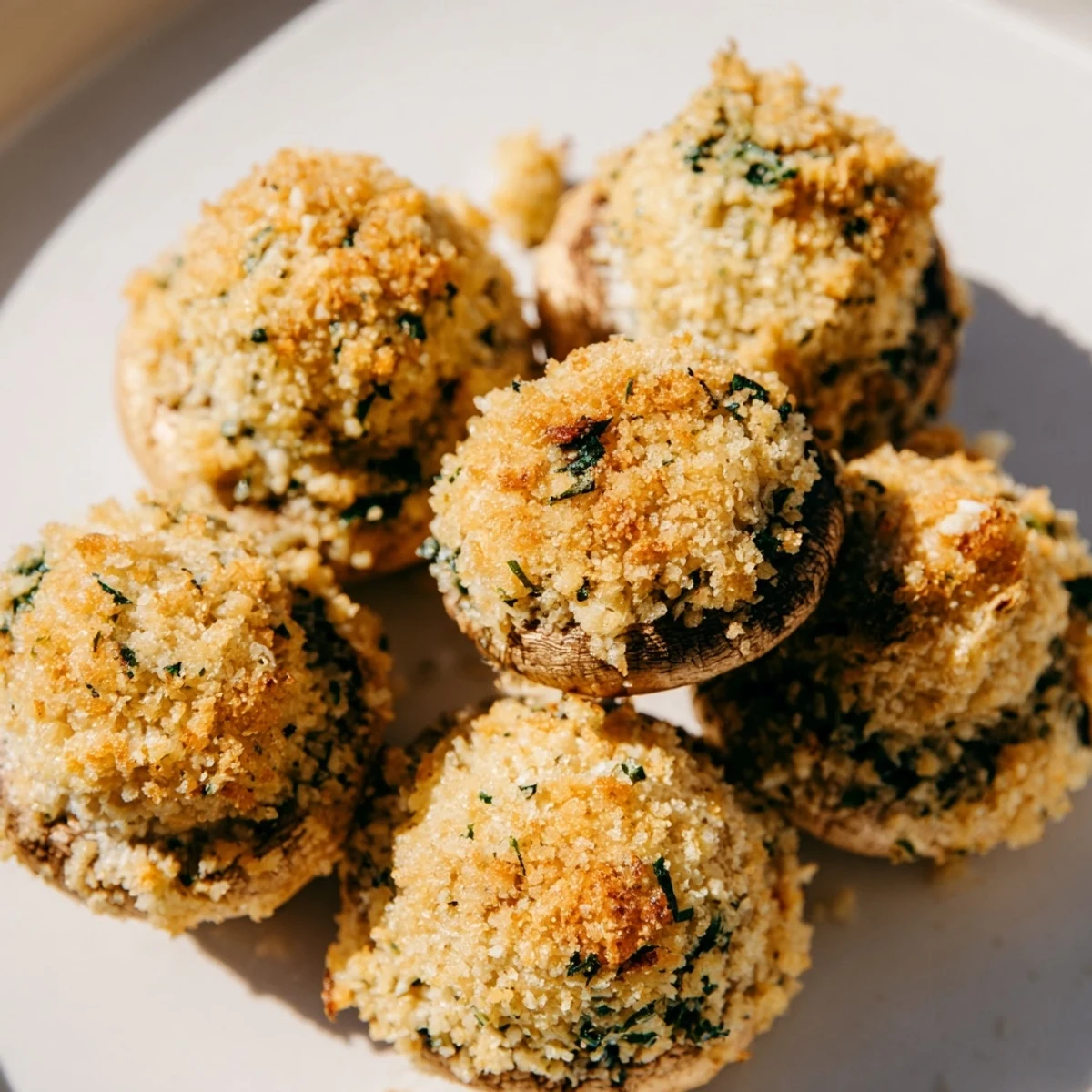 See a platter of crispy Ranch-Seasoned Crispy Mushrooms, ready to dip in creamy ranch dressing for enjoyment.