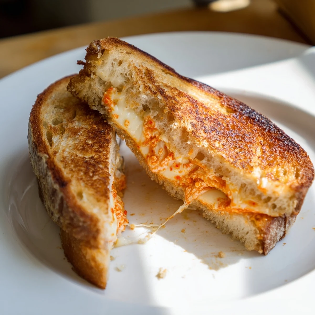 Buttery sourdough enveloping melted brie, kissed by spicy chili crisp, is the Brie and Chili Crisp Grilled Cheese.