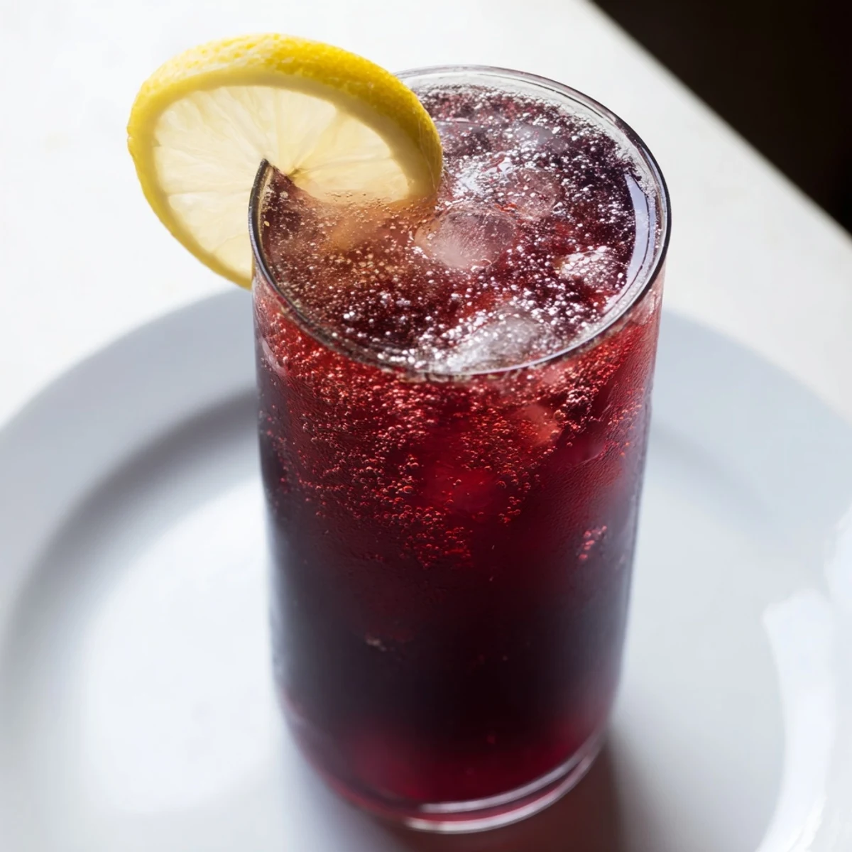 A vibrant Sleepy Girl Mocktail with a lemon wheel garnish, perfect for a relaxing evening.