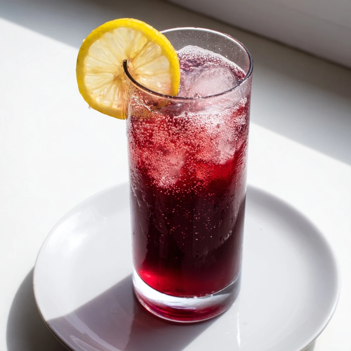 Tart cherry-red Sleepy Girl Mocktail, a simple, delicious American beverage to help you sleep soundly.