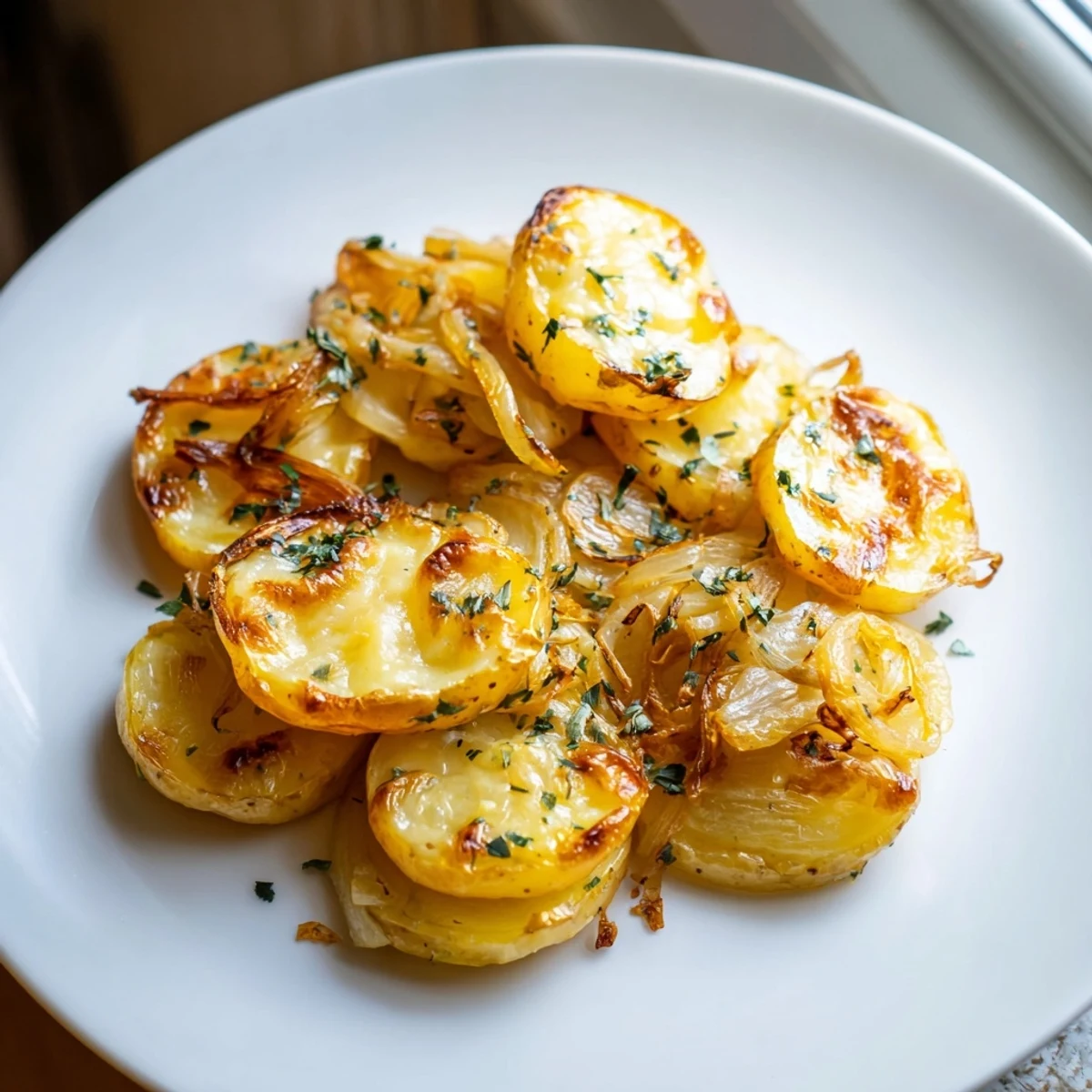 Golden, bubbly French Onion Soup Potatoes: a comforting side with tender potatoes, sweet onions, and melted cheese.