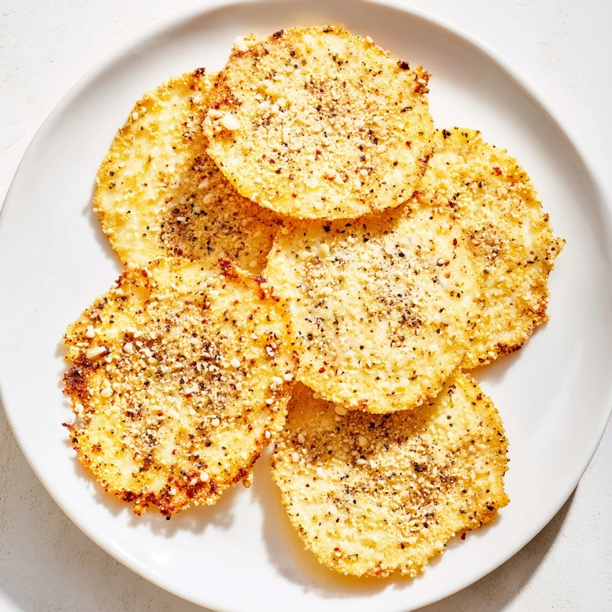 Freshly baked Cottage Cheese Chips, lightly browned, offering a satisfying crunch for any diet.