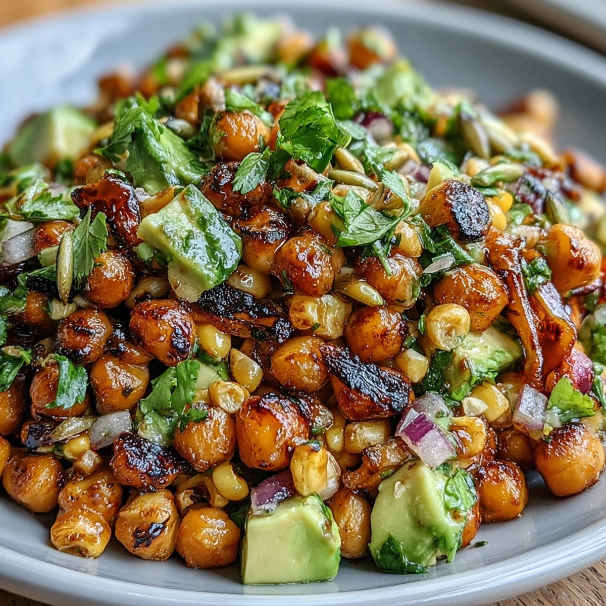 Mexican-inspired vegan street corn salad with smoky spices, tangy lime, and crunchy pepitas, perfect for summer cookouts or potlucks.