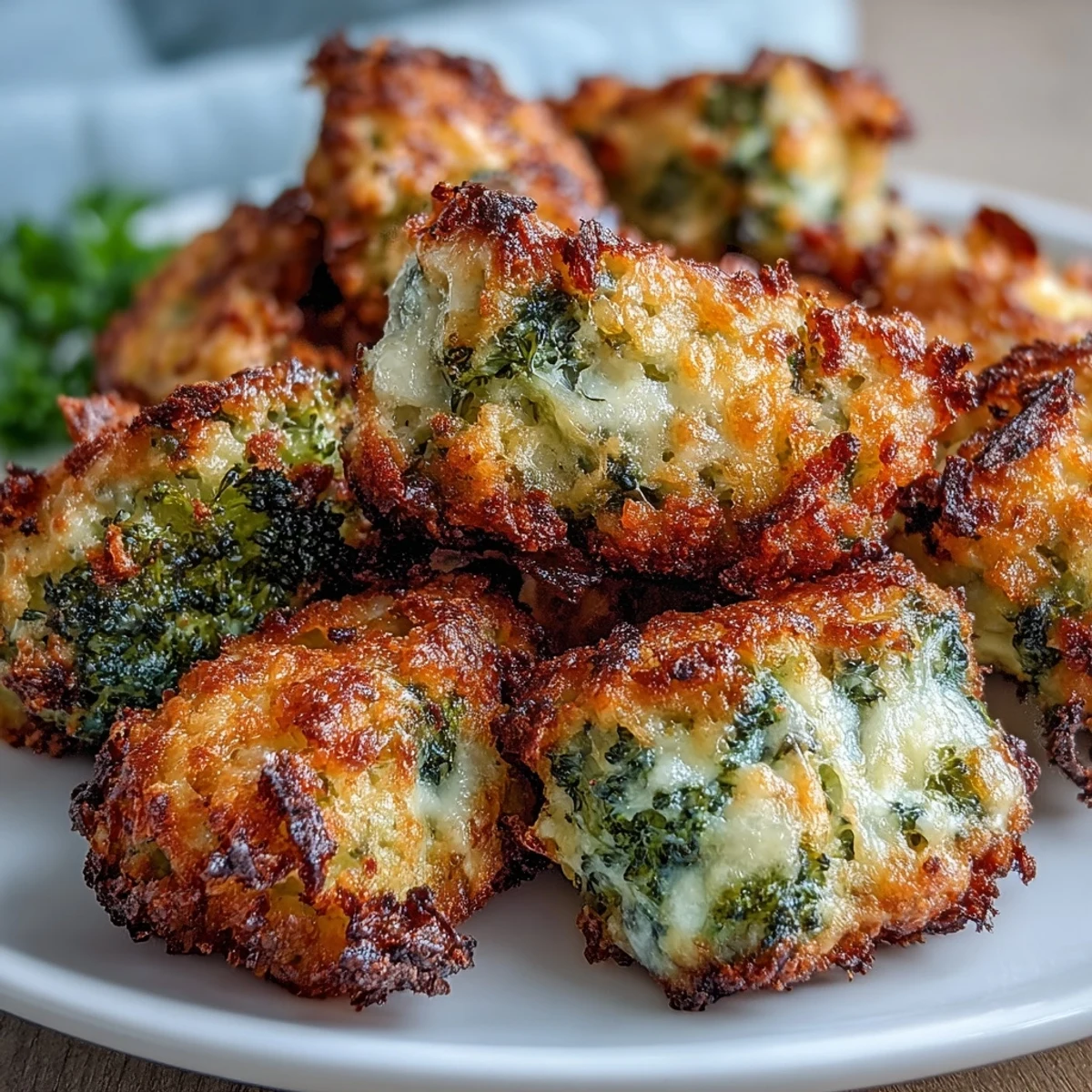 Healthy air fryer broccoli tots loaded with sharp cheddar, perfect kid-friendly snack or appetizer.