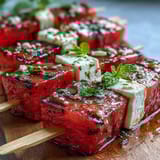 Vibrant watermelon feta mint skewers, perfect for easy entertaining and refreshing party bites.  