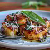 Pillowy potato gnocchi tossed in nutty brown butter and fried to golden perfection, finished with fresh sage and Parmesan.