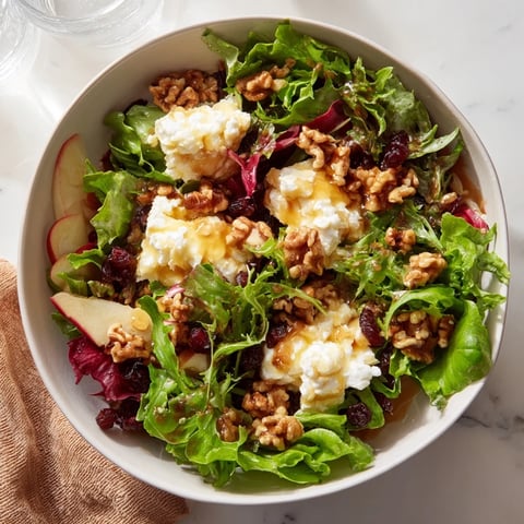 Vibrant Spiced Honey and Date Goat Cheese Salad with creamy goat cheese and glistening spiced dressing.