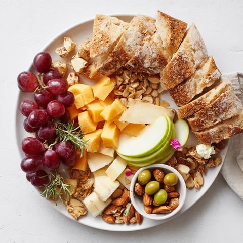 Golden Wheat Bundle Board, a visually striking appetizer with golden crackers, cheese, and fresh fruits.