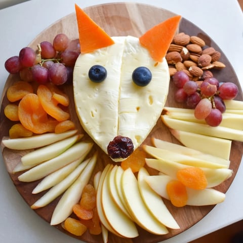A delightful Whimsical Fox Fall Treat Board, bursting with cozy autumn flavors and arranged beautifully.