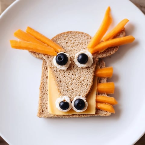 Delightful horse head sandwich cutouts, ready to eat, featuring black olive eyes and carrot manes.
