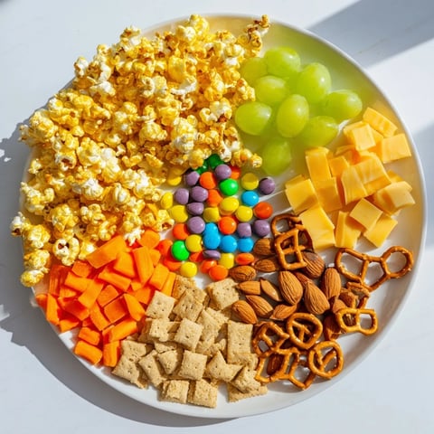 Vibrant movie night munchie board shows various snacks, ready for sharing and film-viewing enjoyment tonight.