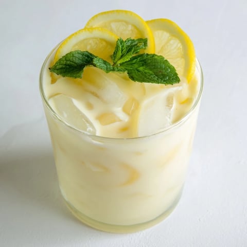 Creamy Lemonade Drink garnished with lemon slices, a summer cooler with a velvety texture.