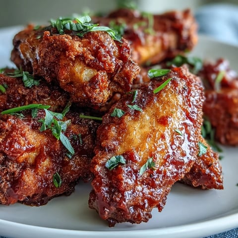 Golden brown, extra-crispy Fried Chicken Wings tossed in zesty Buffalo sauce and garnished with sliced chives.