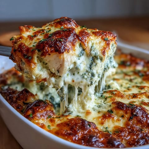 Keto Spinach Artichoke Chicken Bake with creamy cheese and tender chicken breasts in a golden, bubbly casserole.