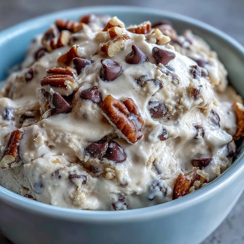 Creamy Greek yogurt cookie dough topped with mini chocolate chips, a protein-packed no-bake dessert perfect for snacking.  