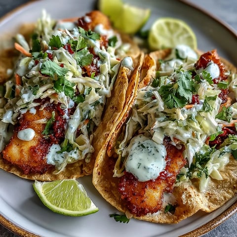 Air fryer fish tacos with cabbage slaw feature crispy golden fish, vibrant slaw, and creamy sauce in warm tortillas.