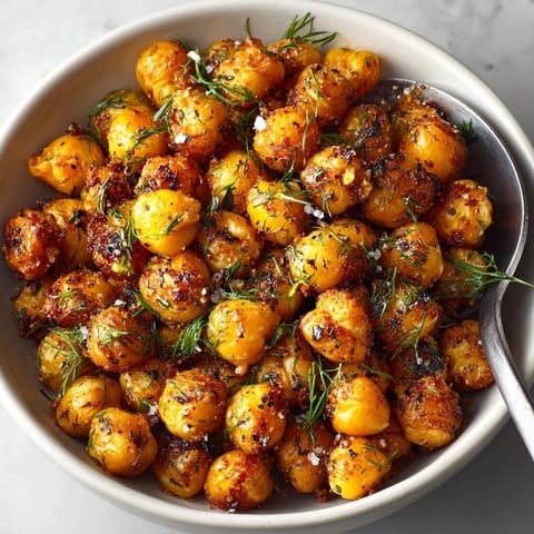 Oven-roasted Crispy Ranch Chickpea Snackers seasoned to perfection, ready for a healthy snack.