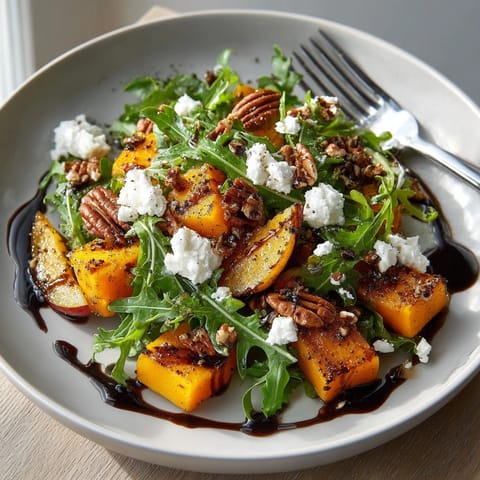 Warm, nutty roasted apple and butternut squash salad, a vibrant fall harvest bowl.