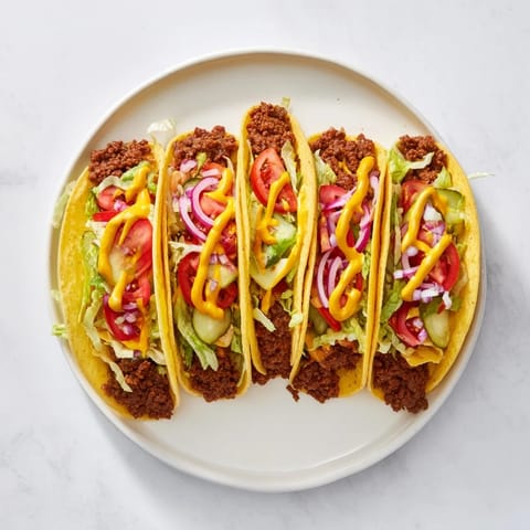 Crispy, cheesy Viral Cheeseburger Tacos with fresh toppings piled high for a satisfying bite!