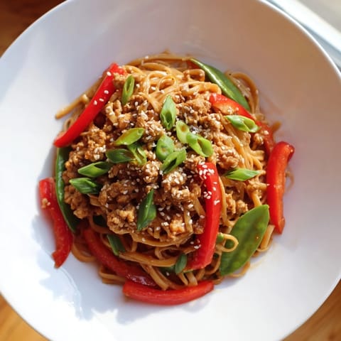Sesame Hoisin Ground Chicken Pasta