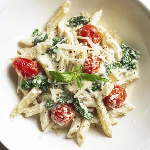 A close-up shot of rich and creamy cottage cheese high-protein pasta, ready to enjoy.