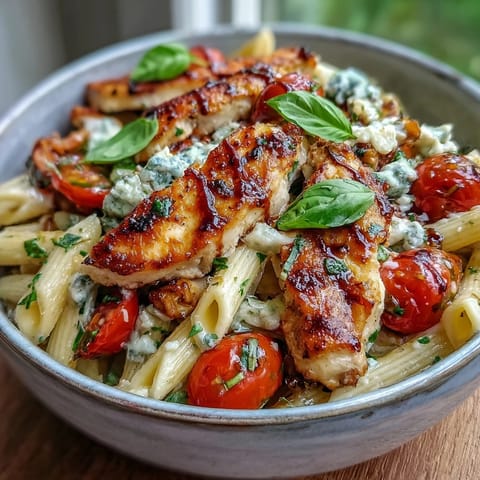 Hearty Bruschetta Chicken Pasta twirls in a skillet with bright tomatoes, balsamic, and ribbons of basil for a summery dinner.