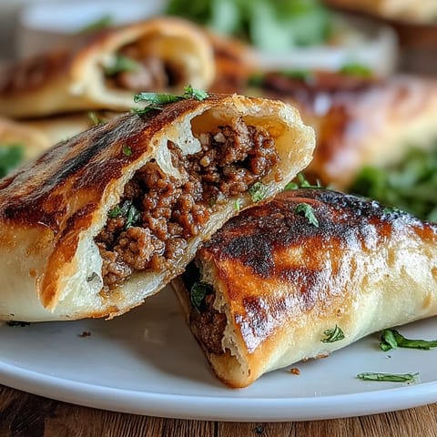 Crispy Lebanese Arayes with juicy seasoned meat filling, perfect for appetizers or a quick hearty meal.  