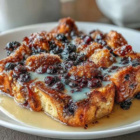 Lemon Blueberry Sourdough French Toast Bake with golden crust and juicy berries.