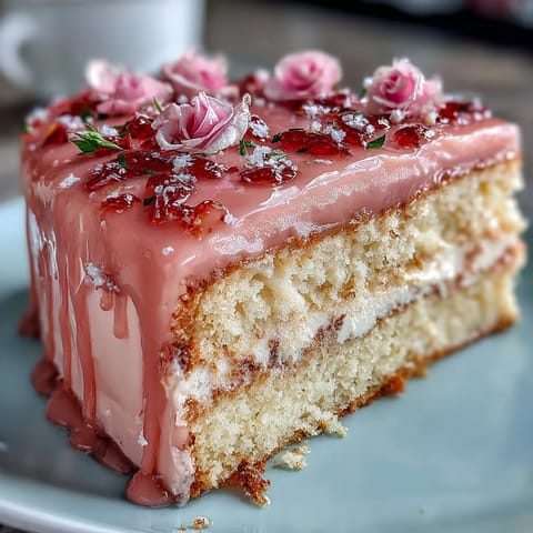 Beautiful Mothers Day Cake with pink ombre buttercream and fresh edible flowers, perfect for a special celebration.