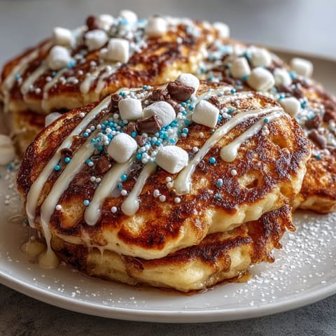 Fluffy Easter egg pancakes in pastel colors, decorated with sprinkles and fresh fruit for a festive breakfast.