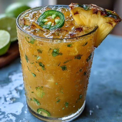 Refreshing Pineapple Jalapeño Agua Fresca served over ice, perfect for summer.