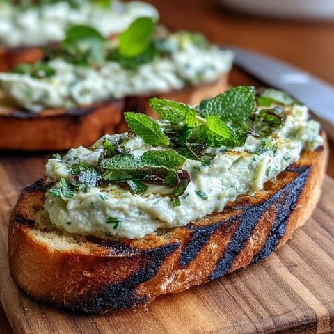 Vibrant Fava Bean and Mint Bruschetta on grilled sourdough, a perfect spring appetizer.
