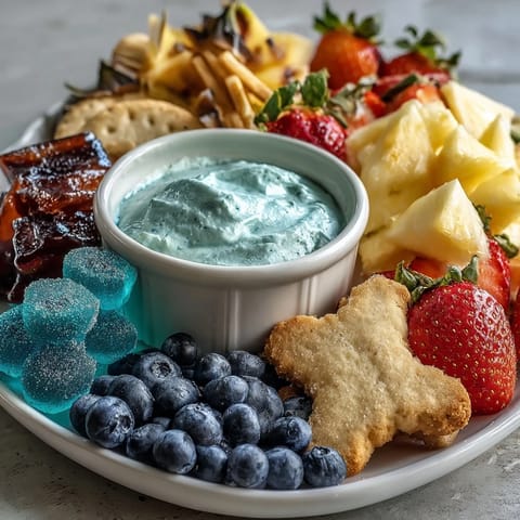 A festive dessert board bursting with blue lemonade goodness, perfect for summer.