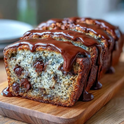 Moist black sesame chocolate chip banana bread loaf with visible chocolate chunks.