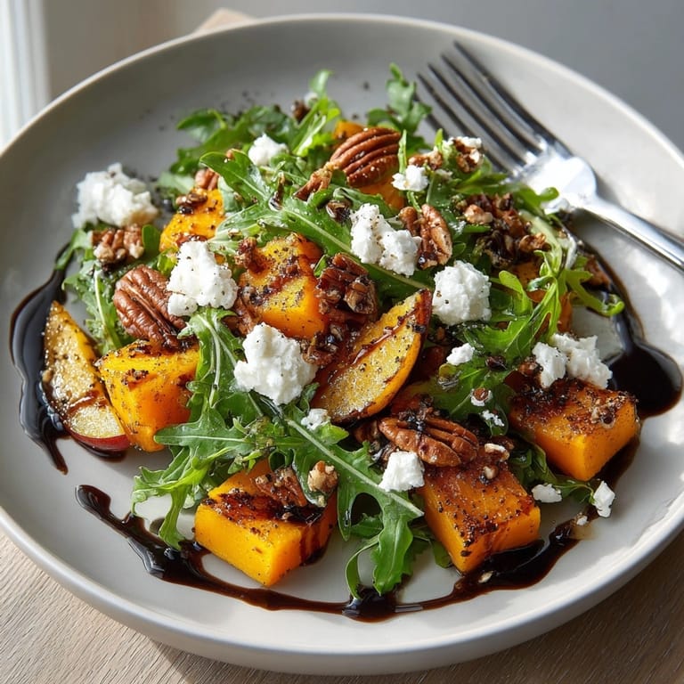 Warm, nutty roasted apple and butternut squash salad, a vibrant fall harvest bowl.