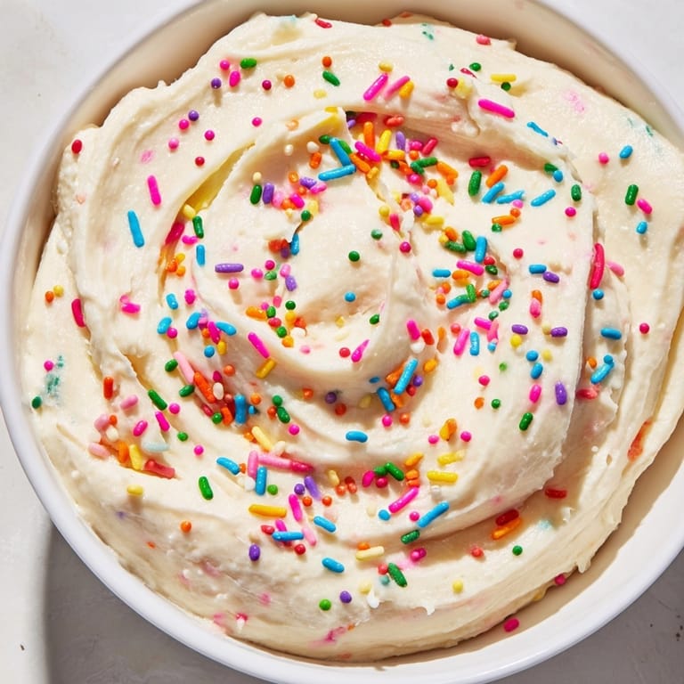 Homemade Funfetti Cake Batter Dip, a sweet, fluffy, sprinkle-filled dessert for easy entertaining.