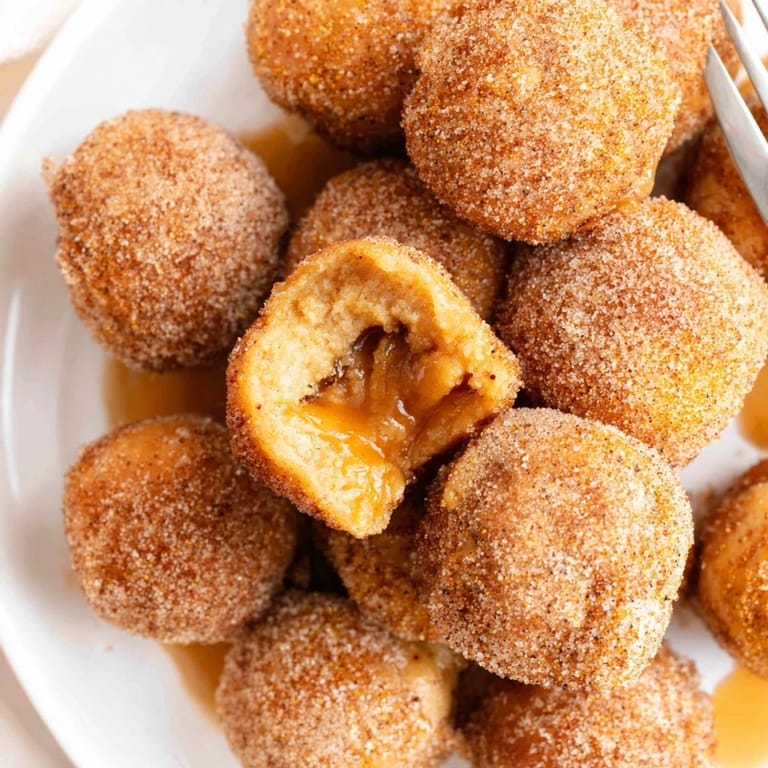 Deliciously spiced chai caramel pumpkin pancake balls, ideal for cozy mornings or dessert.  