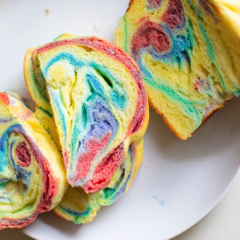 Delightful rainbow cloud bread served fresh, adding whimsy to your dessert table.