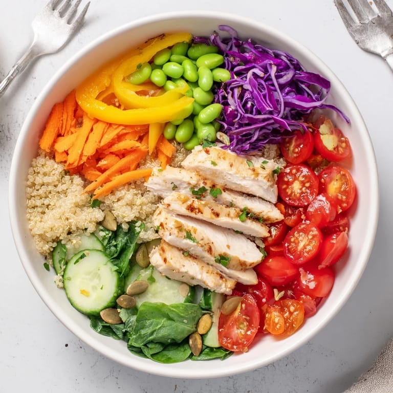 Nutritious Healthy Meal-Prep Bowls filled with lean protein, grains, and savory toppings.