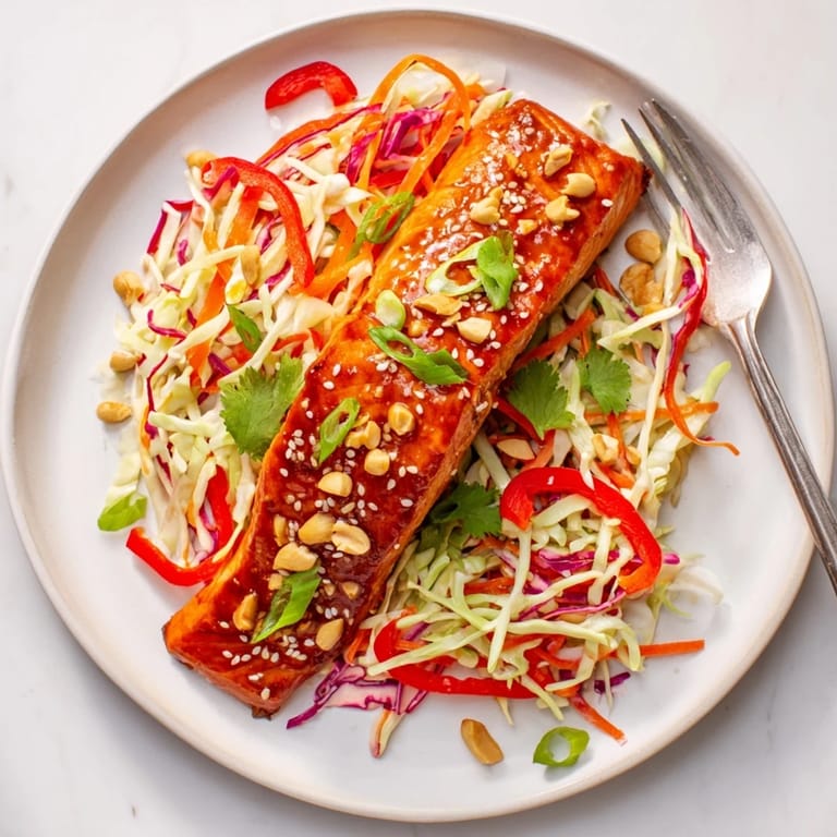 Flavorful teriyaki salmon and vibrant slaw create a delicious, healthy Teriyaki Salmon & Asian Slaw Bowl.