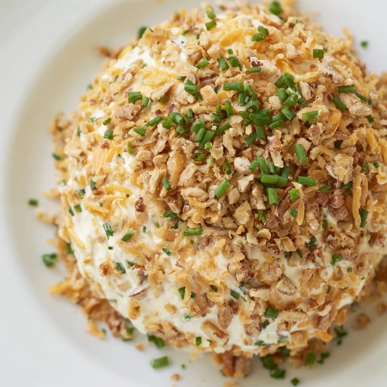 Close-up of a creamy Classic Cheese Ball with Ranch Seasoning, perfect appetizer for gatherings.